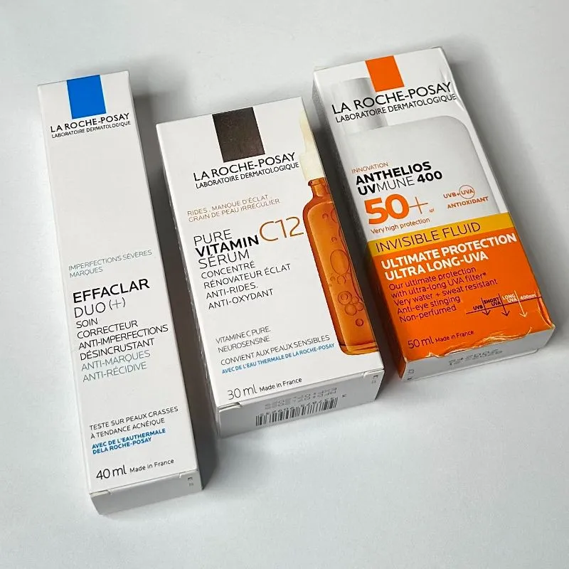 Trio La Roche-Posay : Vitamine C12 + Effaclar Duo(+) + Écran Solaire Fluide Invisible SPF50+