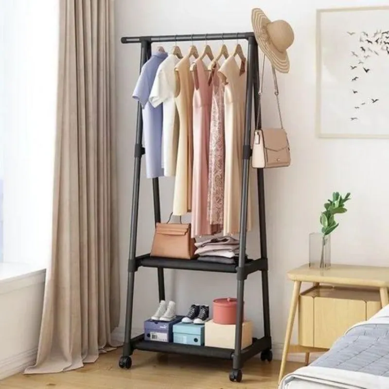 Porte Vêtements  رف تعليق الملابس المتنقل مع رفوف تخزين