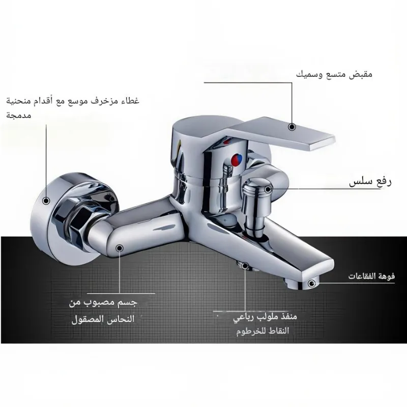 روبيني دوش فاخر من ستانليس ستيل  مقاوم للصدأ وسهل التركيب 