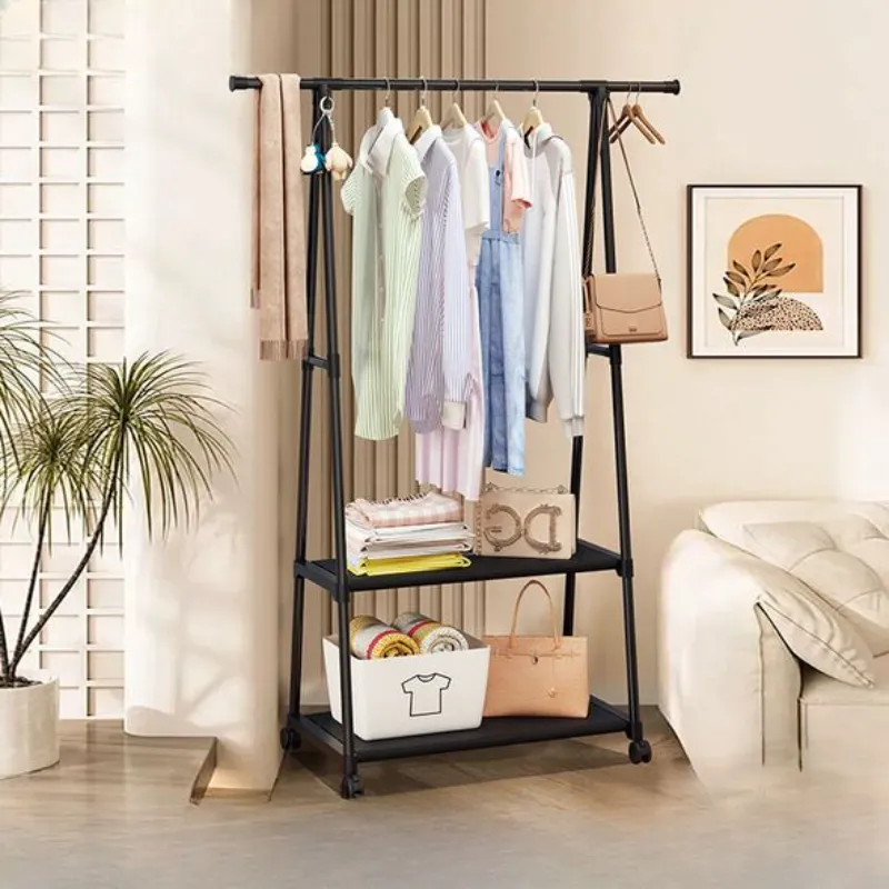 Porte Vêtements  رف تعليق الملابس المتنقل مع رفوف تخزين