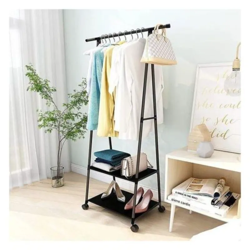 Porte Vêtements  رف تعليق الملابس المتنقل مع رفوف تخزين