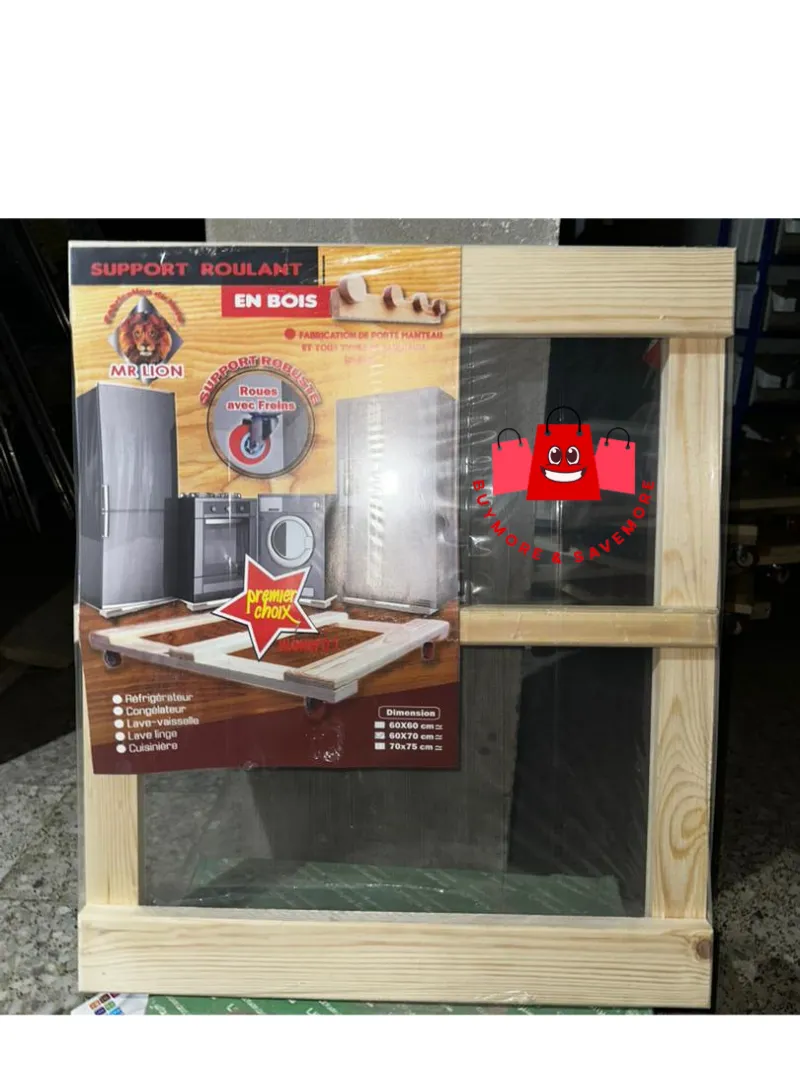 قاعدة خشبية متحركة للأجهزة المنزلية – خشب Bois Rouge بعجلات قوية