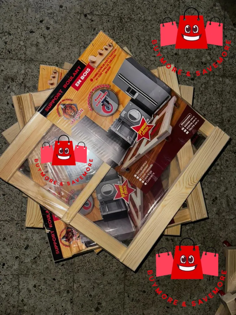 قاعدة خشبية متحركة للأجهزة المنزلية – خشب Bois Rouge بعجلات قوية