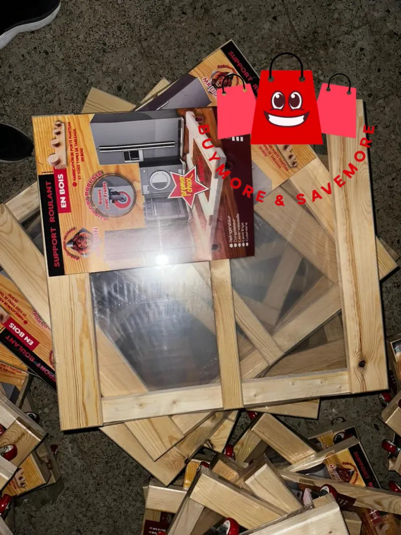 قاعدة خشبية متحركة للأجهزة المنزلية – خشب Bois Rouge بعجلات قوية