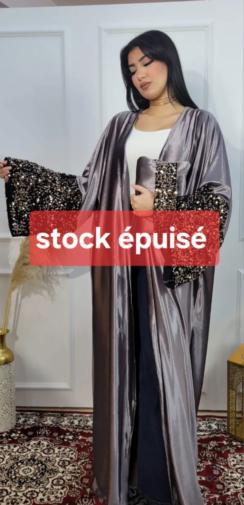 ABAYA VELOURS DIAMANT +pochette قطيفة